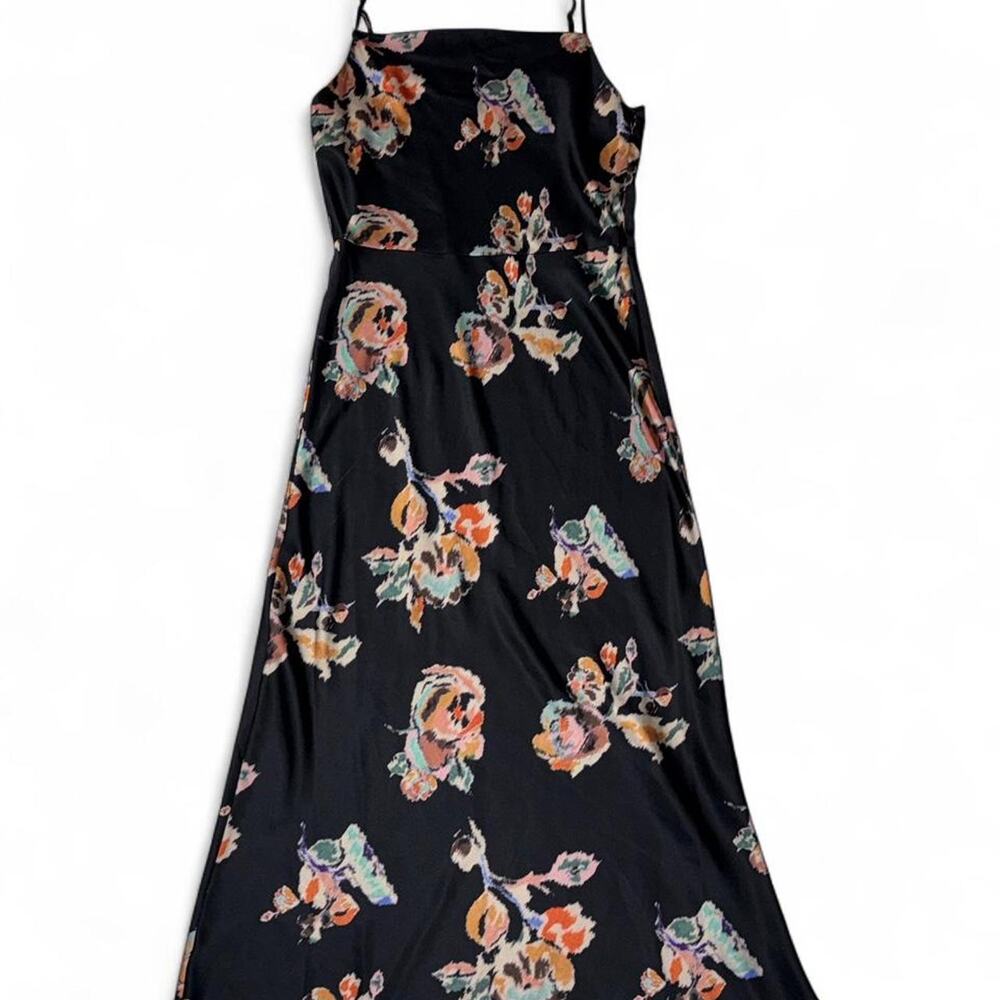 Vince Ikat Floral Cowl Neck Satin Slip Maxi Dress Size 2
